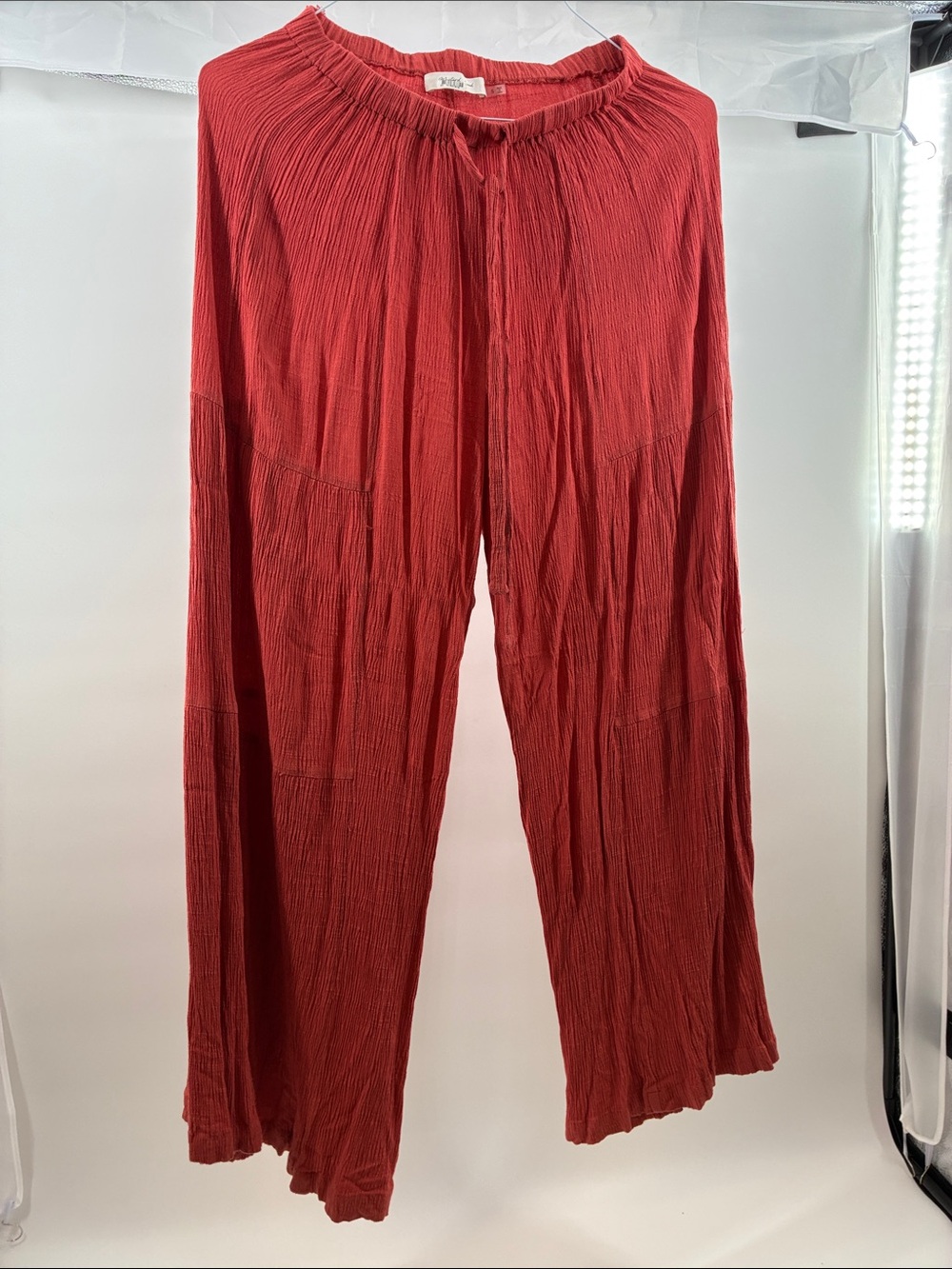 Mustard Seed Red Wide-Leg Drawstring Sweatpants